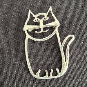 Sterling Silver Kitty-Kat Brooch Pin